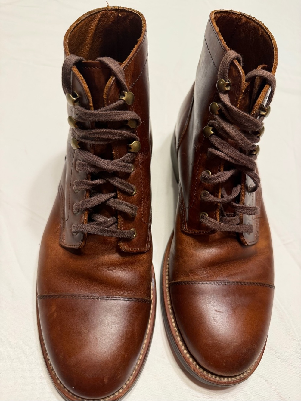 J. Crew Men’s Brown Leather Cap-Toe Boots size 8
